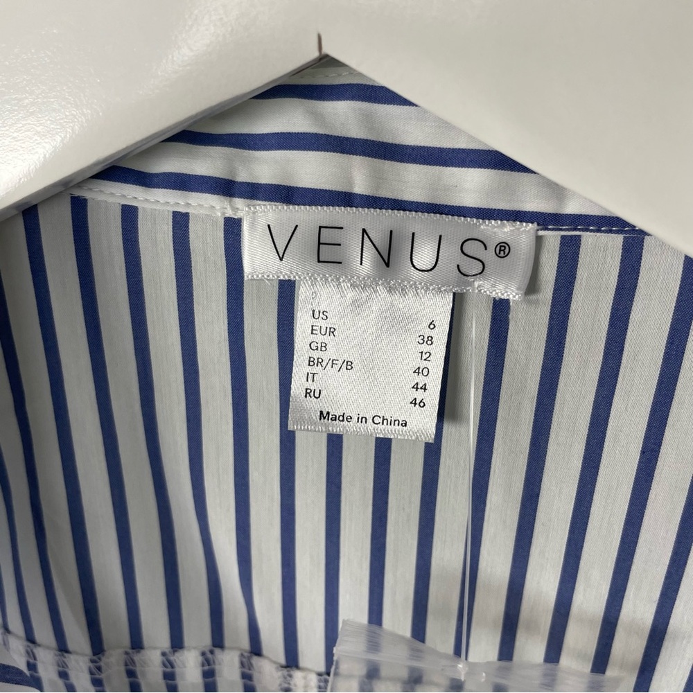 🆕 Blue & White Striped Shirt Dress with Liner / Size 6 - Picture 5 of 9